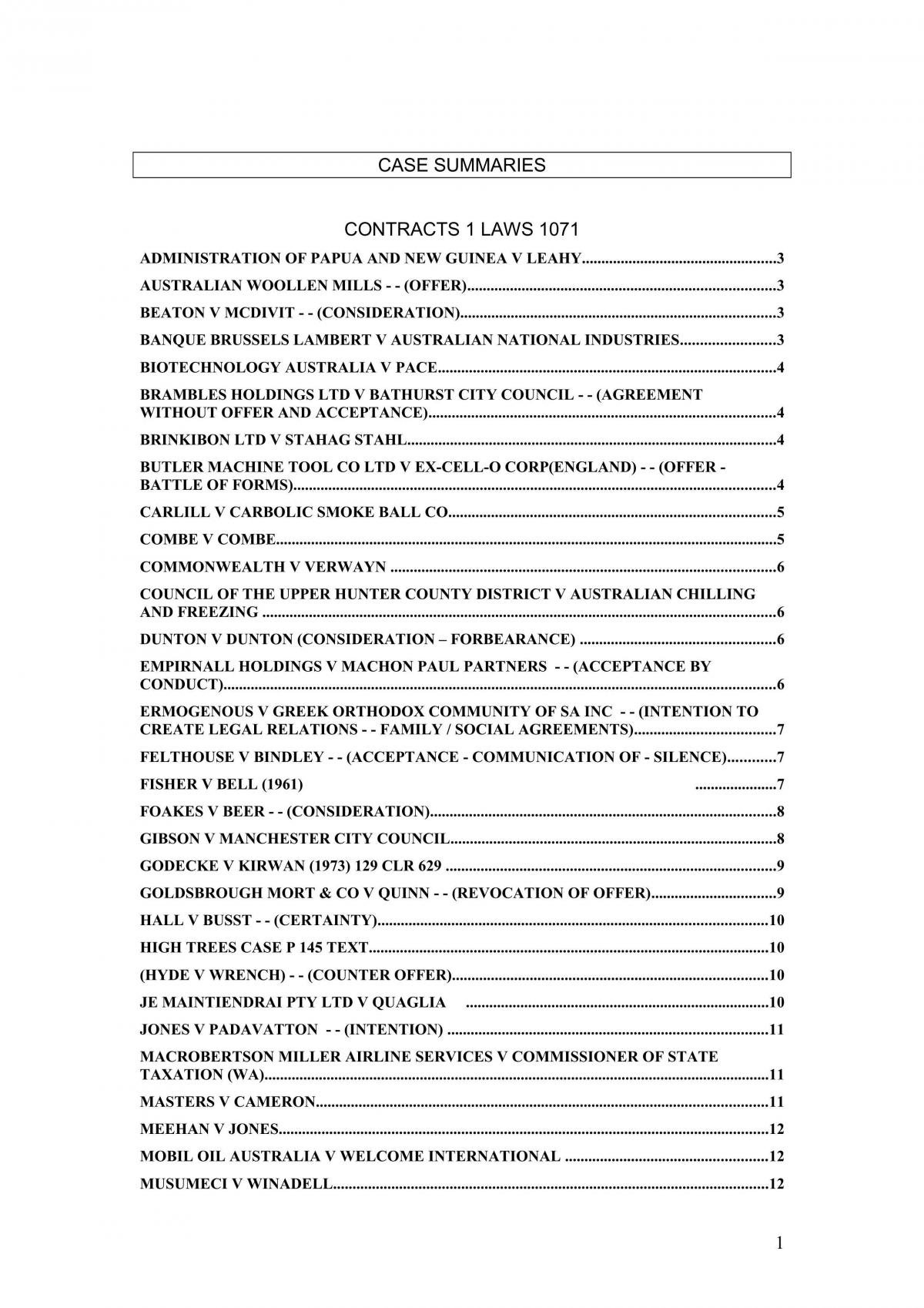 contracts1 case summary notes - Page 1