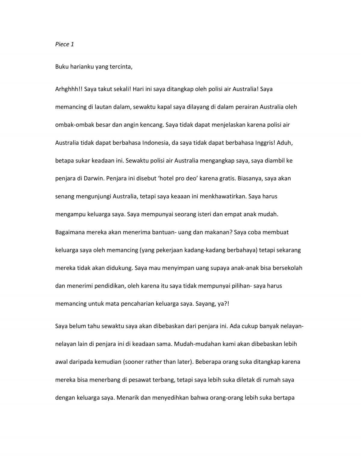 Creative  Indonesian Diary Entries  - Page 1