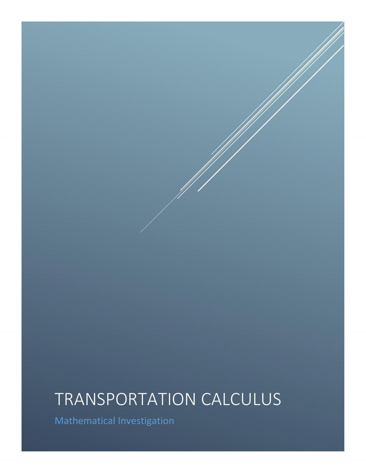 Part 1 Transportation Calculus Investigation - Page 1