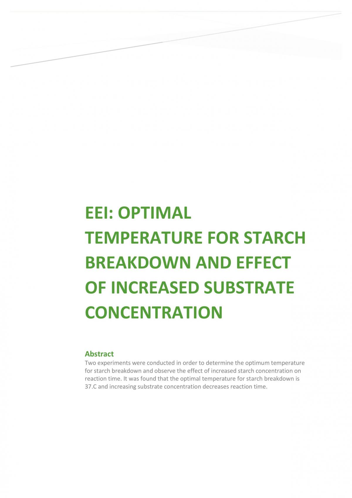EEI report: Optimal temperature for starch breakdown and effect of increased starch concentration on reaction time - Page 1