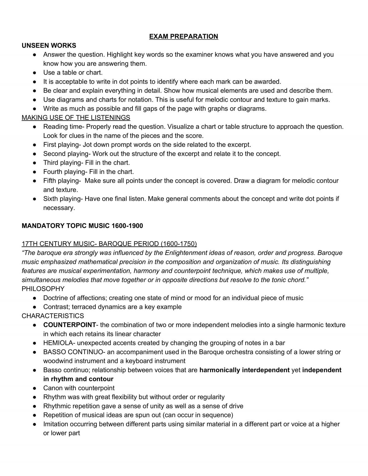 Exam Preparation for Preliminary Music 2  - Page 1