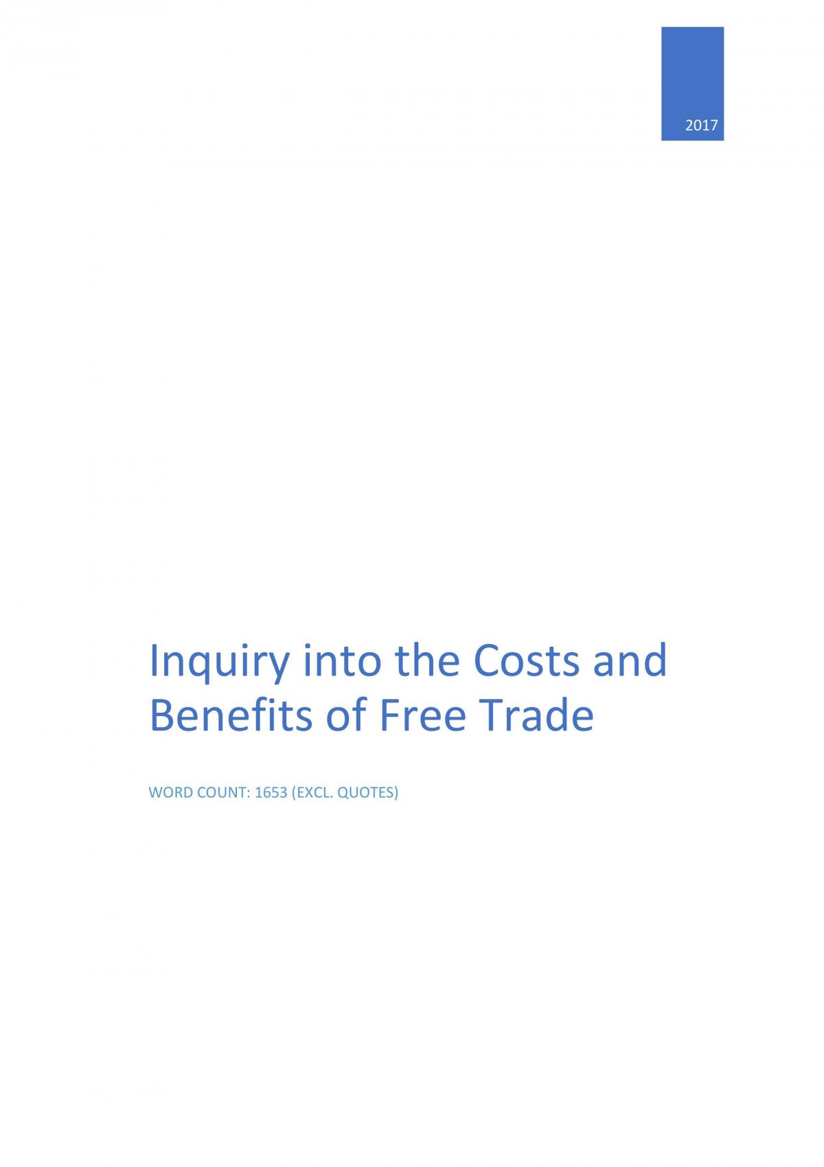 12 Economics: Inquiry into the Costs and Benefits of Free Trade - Page 1