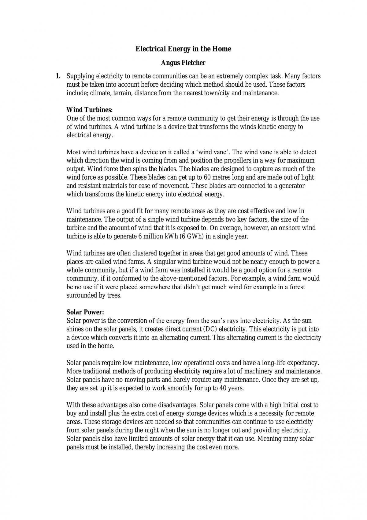 Electrical Energy in the Home - Page 1