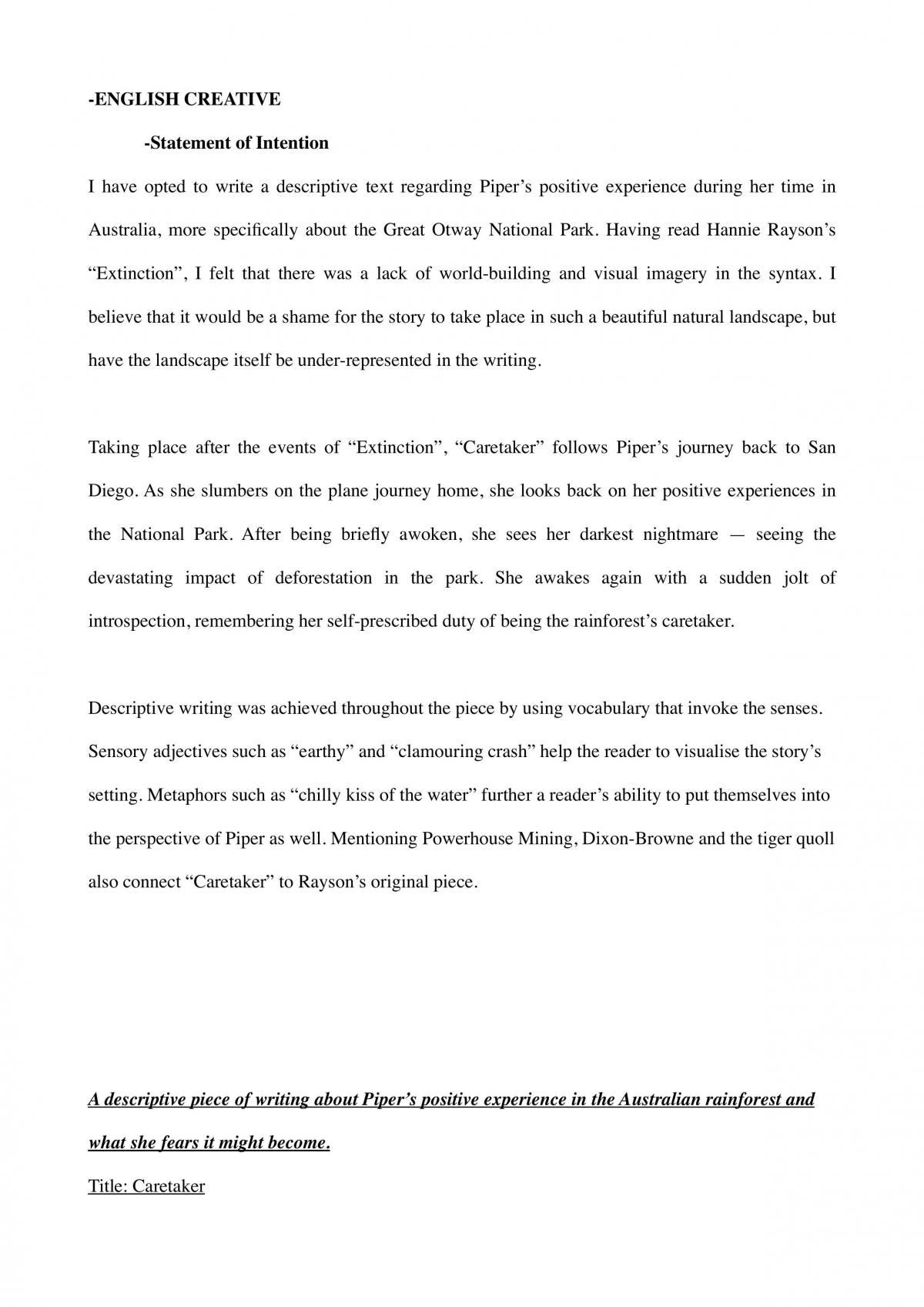 Creative Piece Extinction  - Page 1