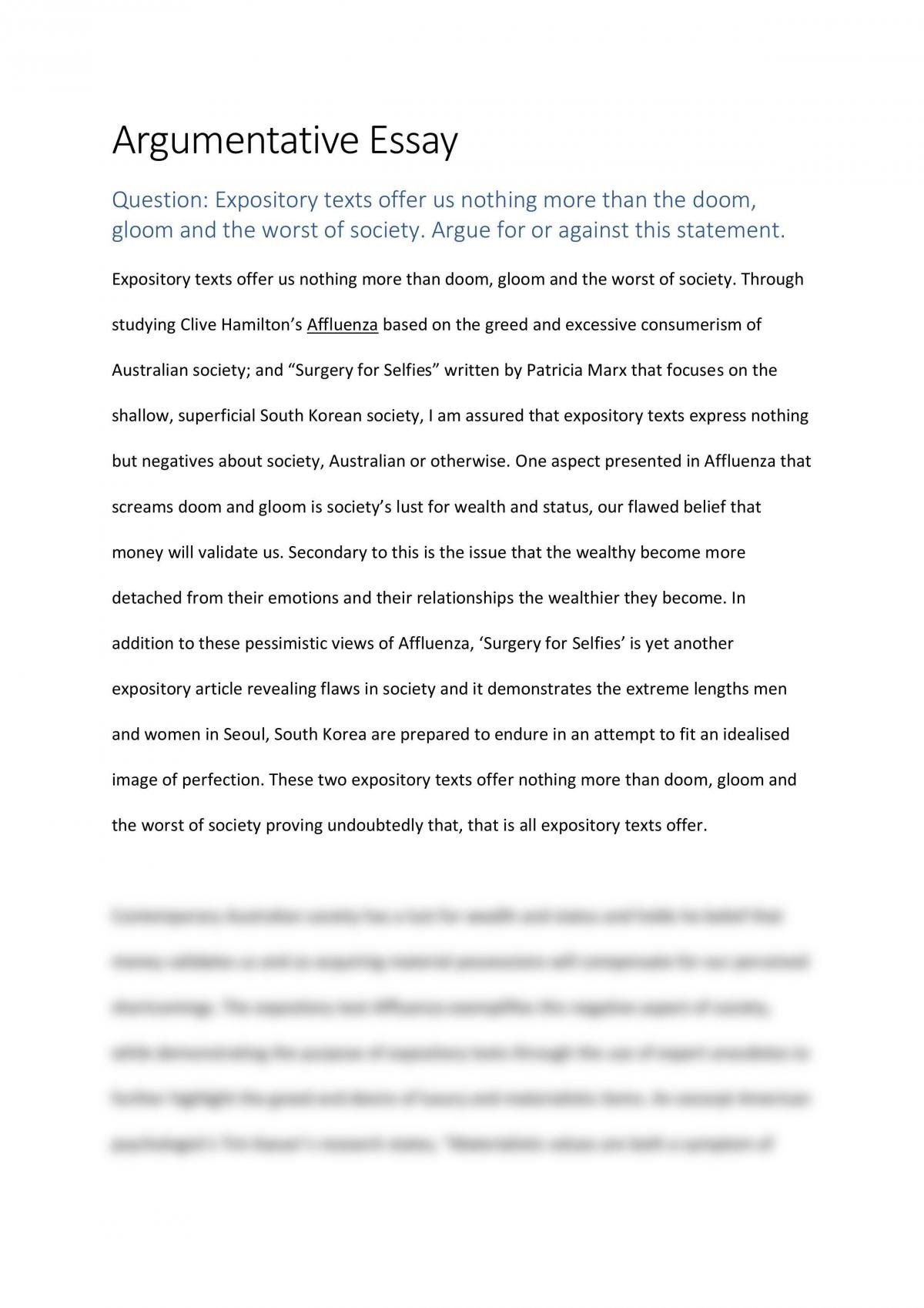 Argumentative Essay  - Page 1