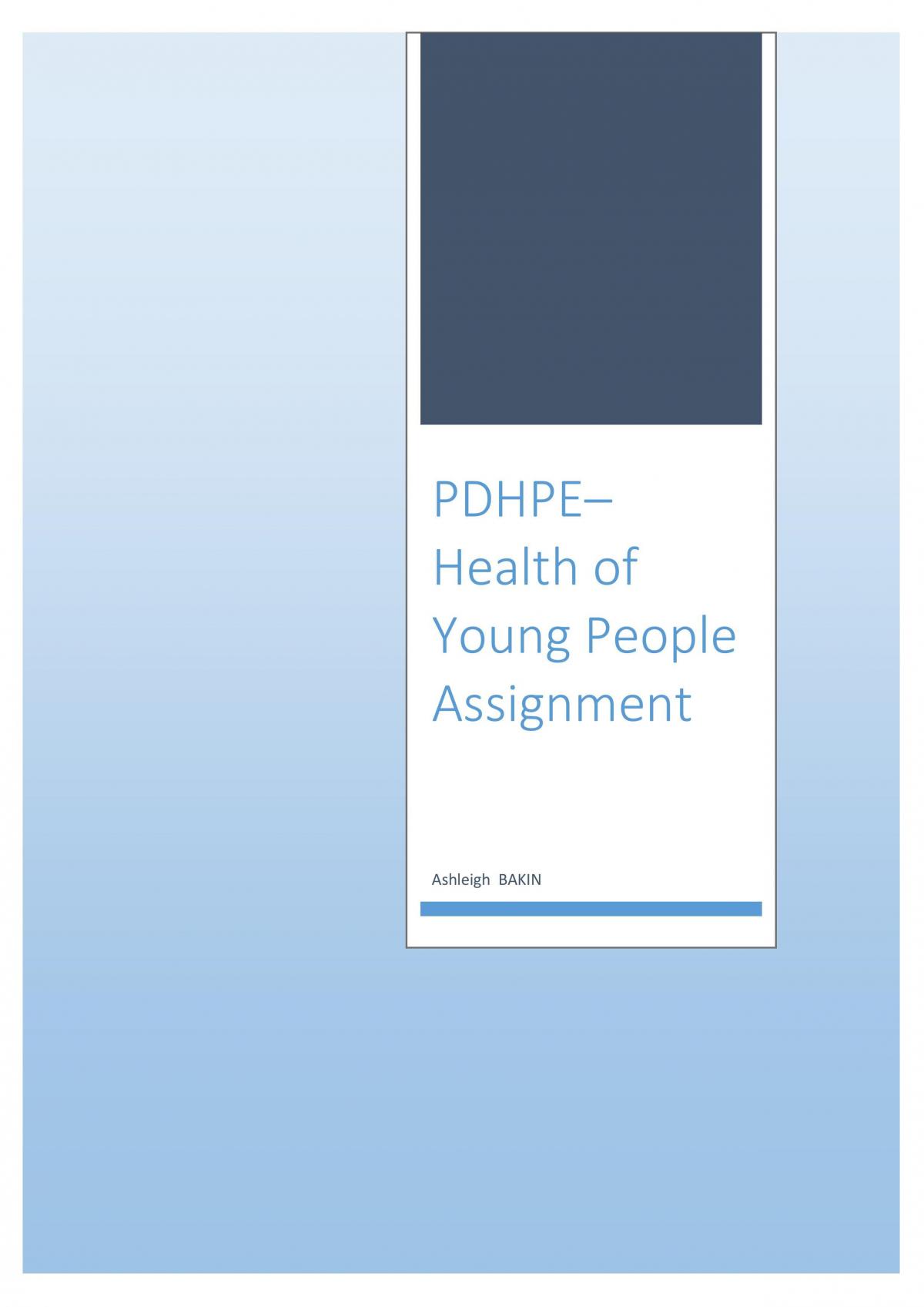 PDHPE Alcohol Assignment - Page 1