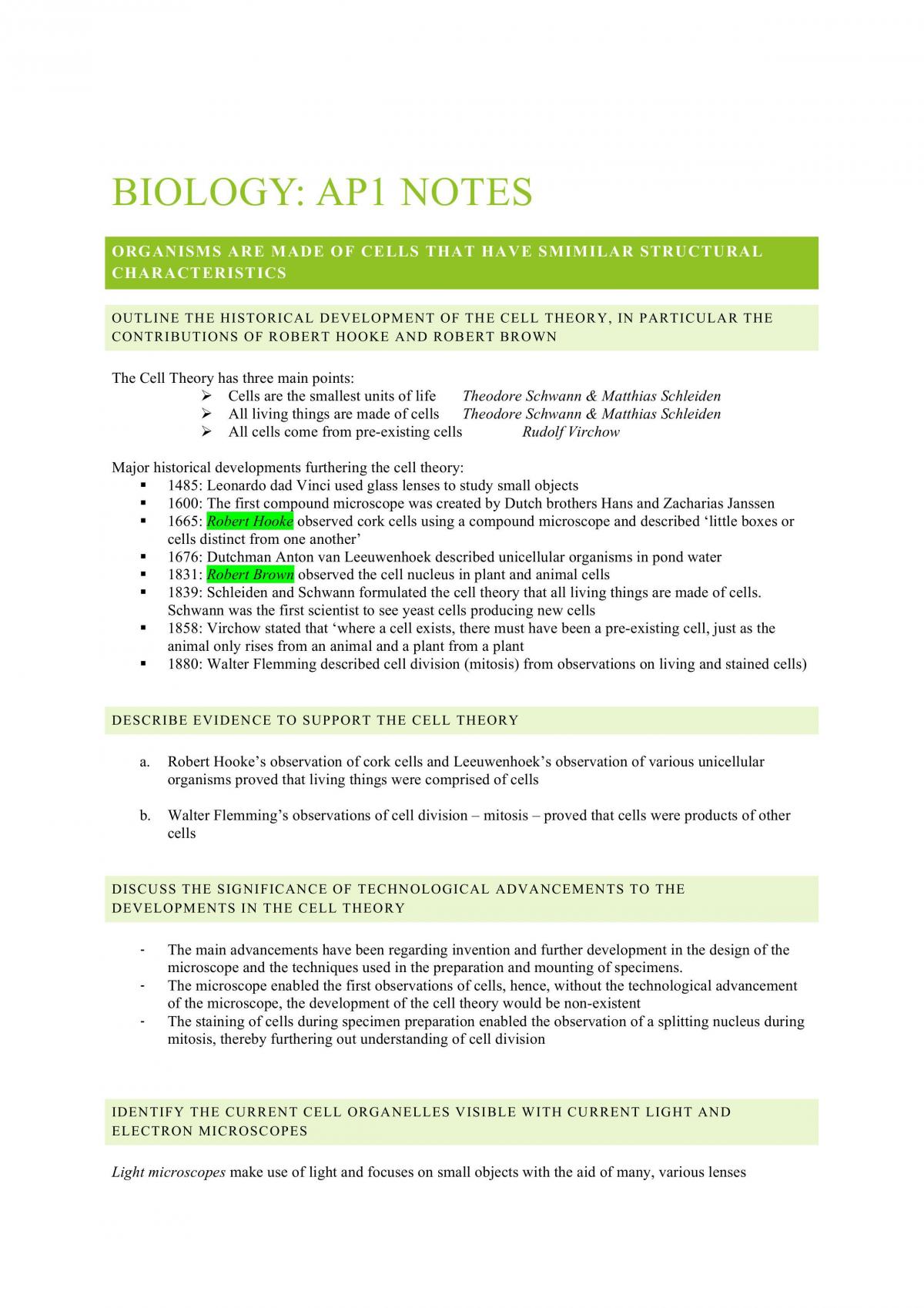 Prelim Biology Notes  - Page 1