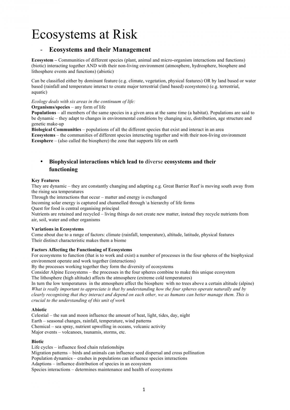 Complete HSC Geo Ecosystems at Risk - Page 1