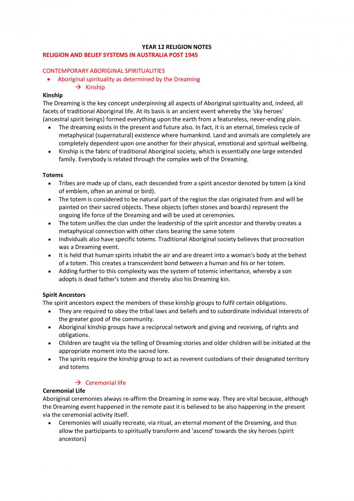 HSC Studies of Religion I - Course Notes - Page 1
