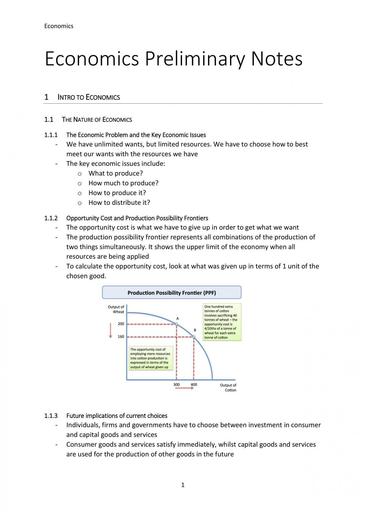 Economics Preliminary Course Notes - Page 1