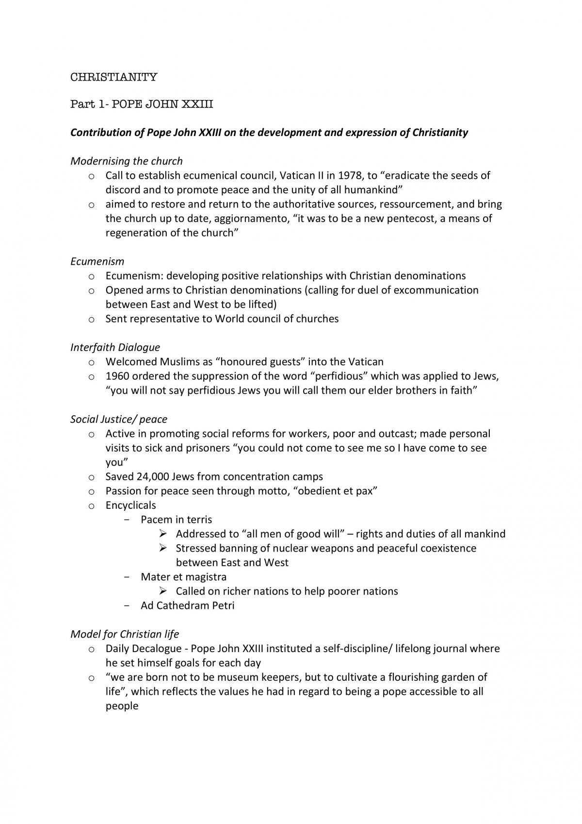 SOR Study Notes Christianity  - Page 1