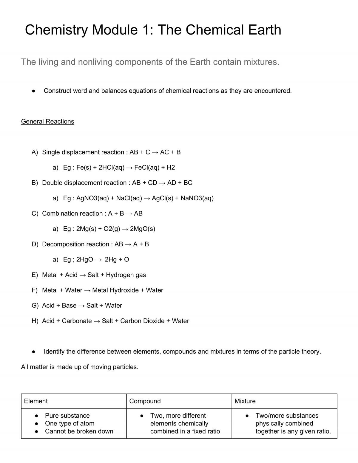 Prelim Chemistry Notes - Page 1