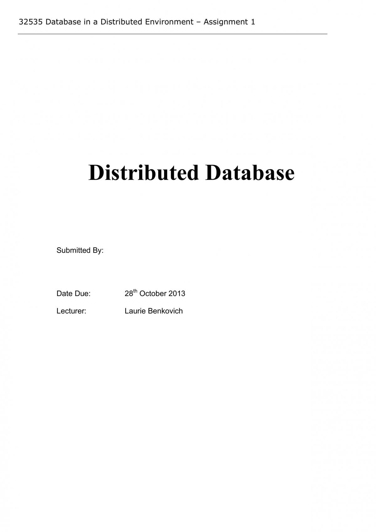 database in a distributed environment - Page 1