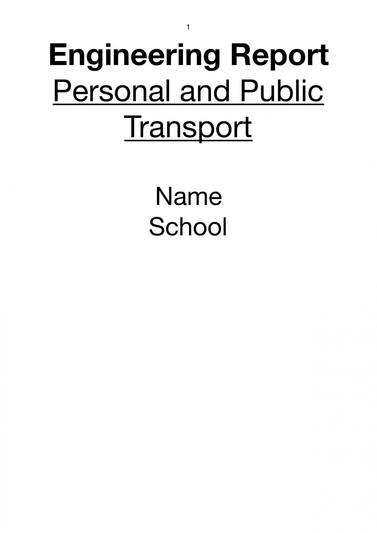 Personal and Public Transport-Engineering Report - Page 1