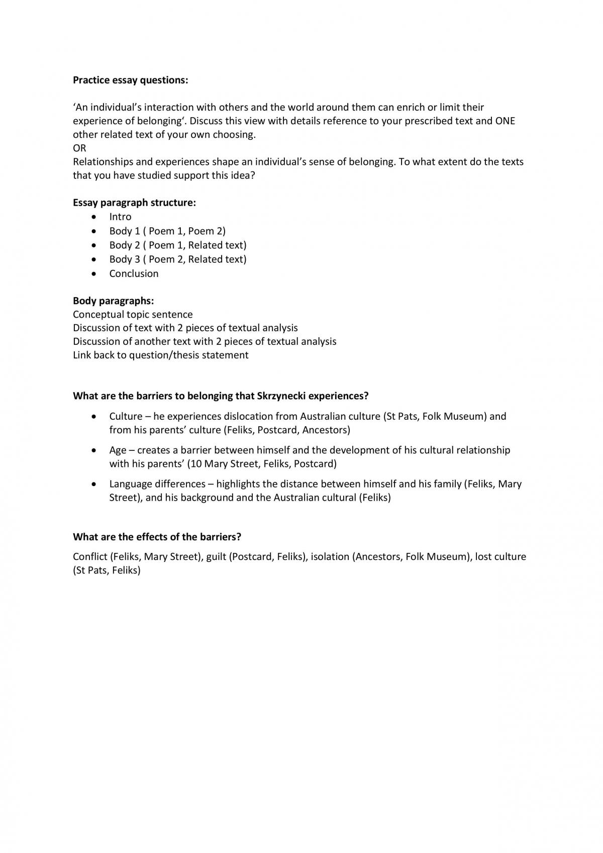 Belonging Preliminary Content/Essay - Page 1