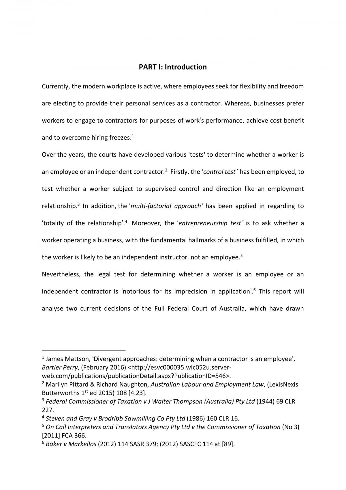 Workplace Law Essay - Page 1