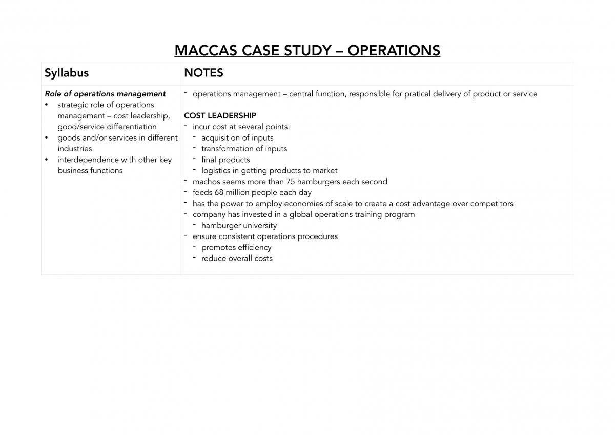mcdonald's business studies case study hsc