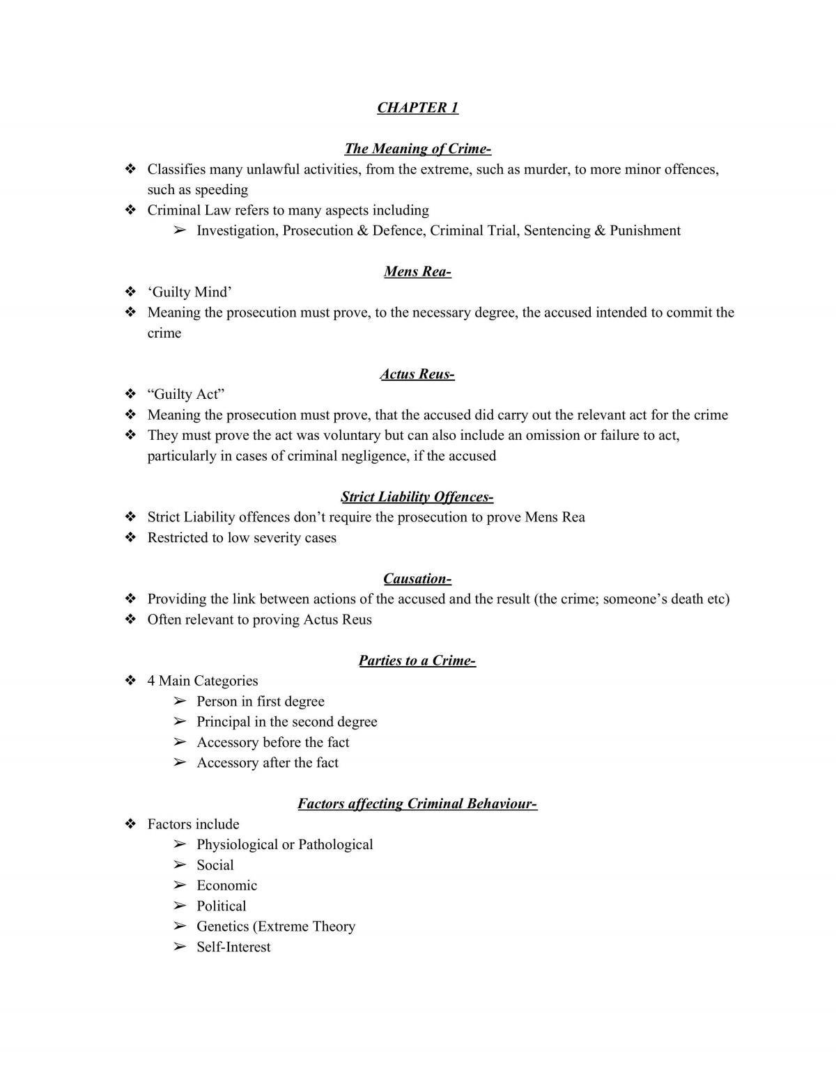 Legal Studies Sem 1 Content Study Notes - Page 1