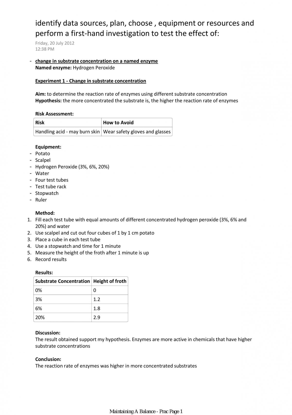 Maintaining a Balance Practical Notes - Page 1