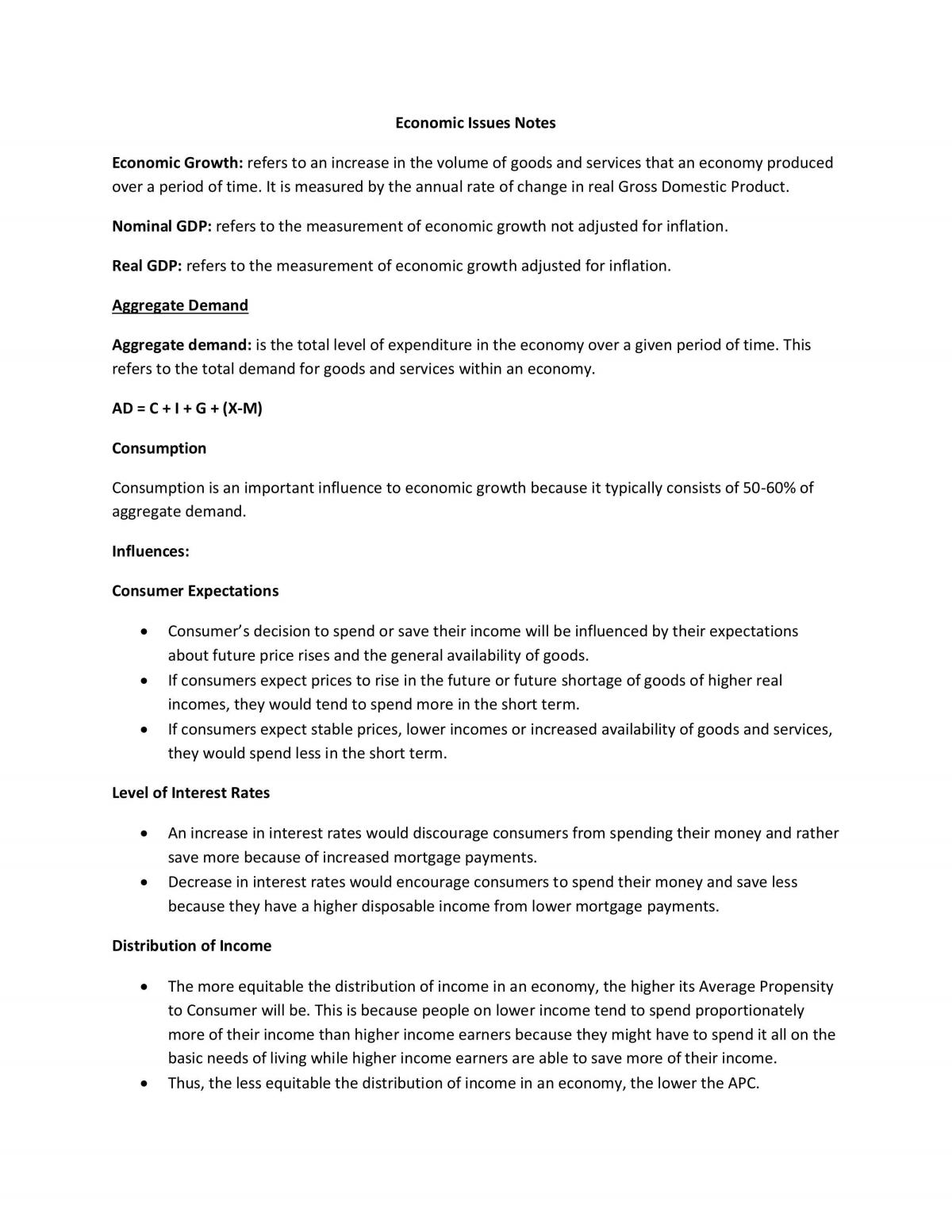 Economic Issues Notes - Page 1