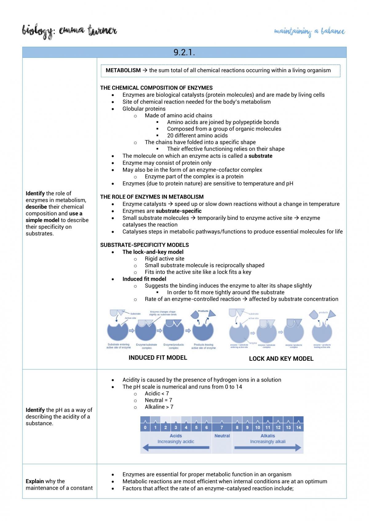 Maintaining A Balance - HSC Notes - Page 1