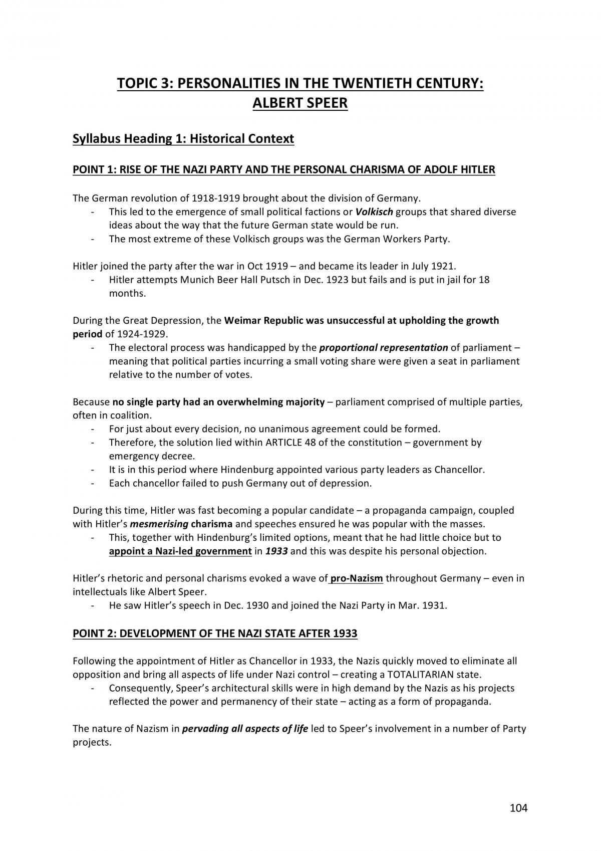 Section III of the HSC - Personality Notes - Page 1