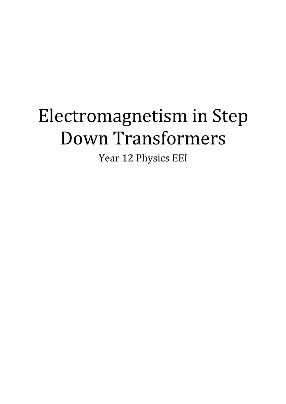 Electromagnetism in Step Down Transformers - Page 1