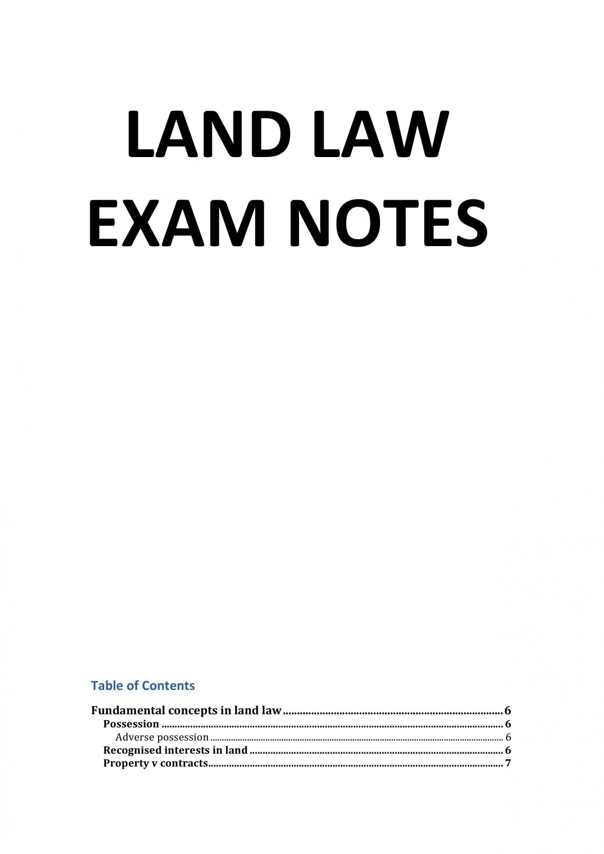 JURD7283 Land Law Exam Notes - Page 1