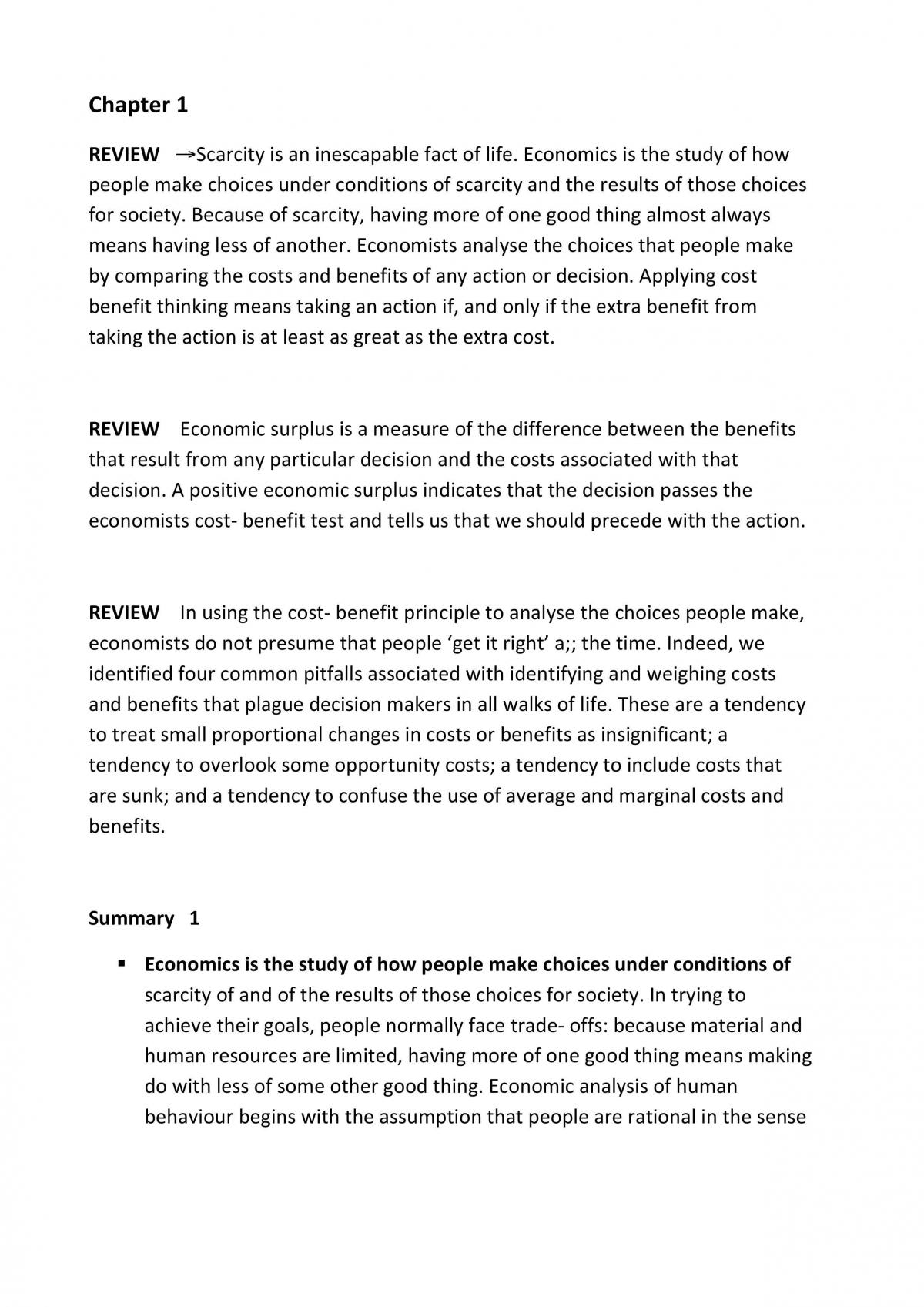  ECON SUMMARY - Page 1