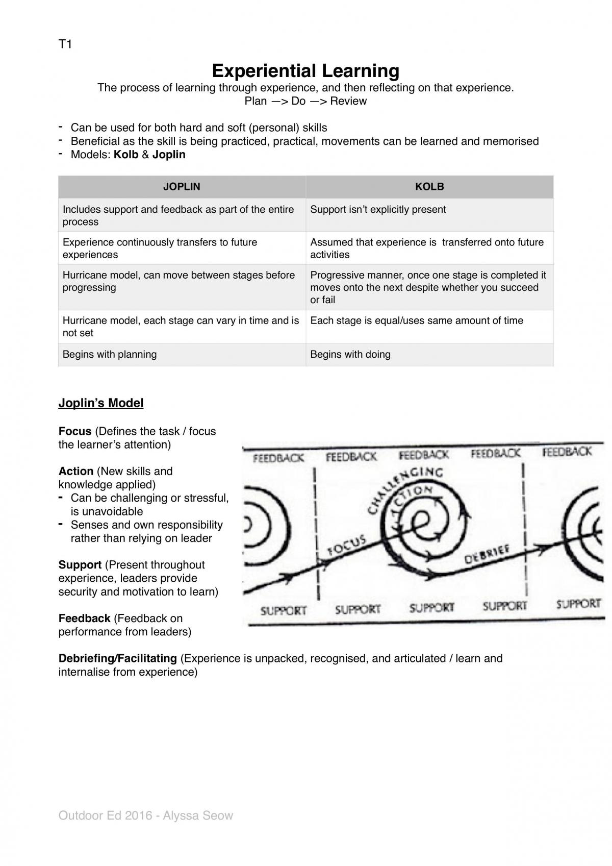 Full Notes on Outdoor Education - Page 1