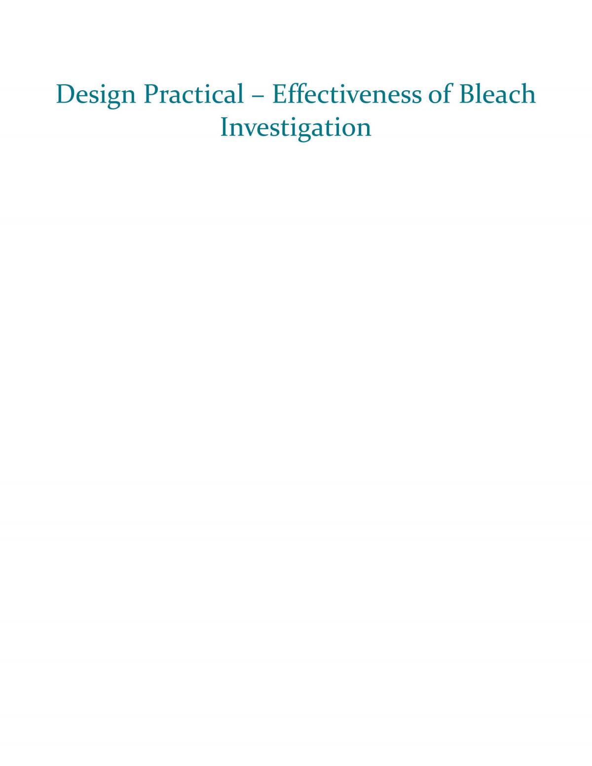 Effects of Temperature on Bleach and Stains Design Practical - Page 1
