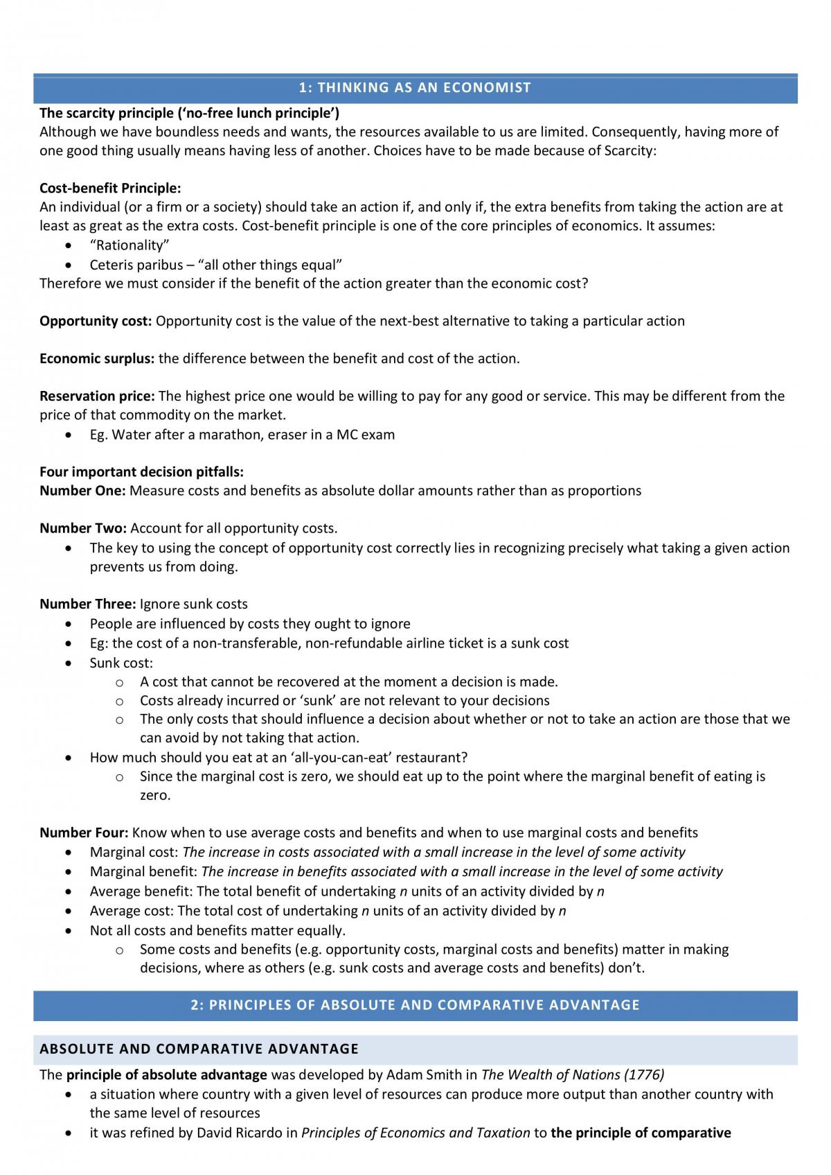 ECON1101 Notes - Page 1