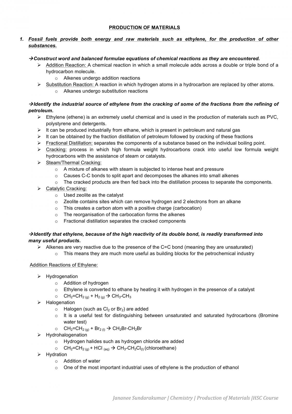 Production Of Materials Notes - Page 1