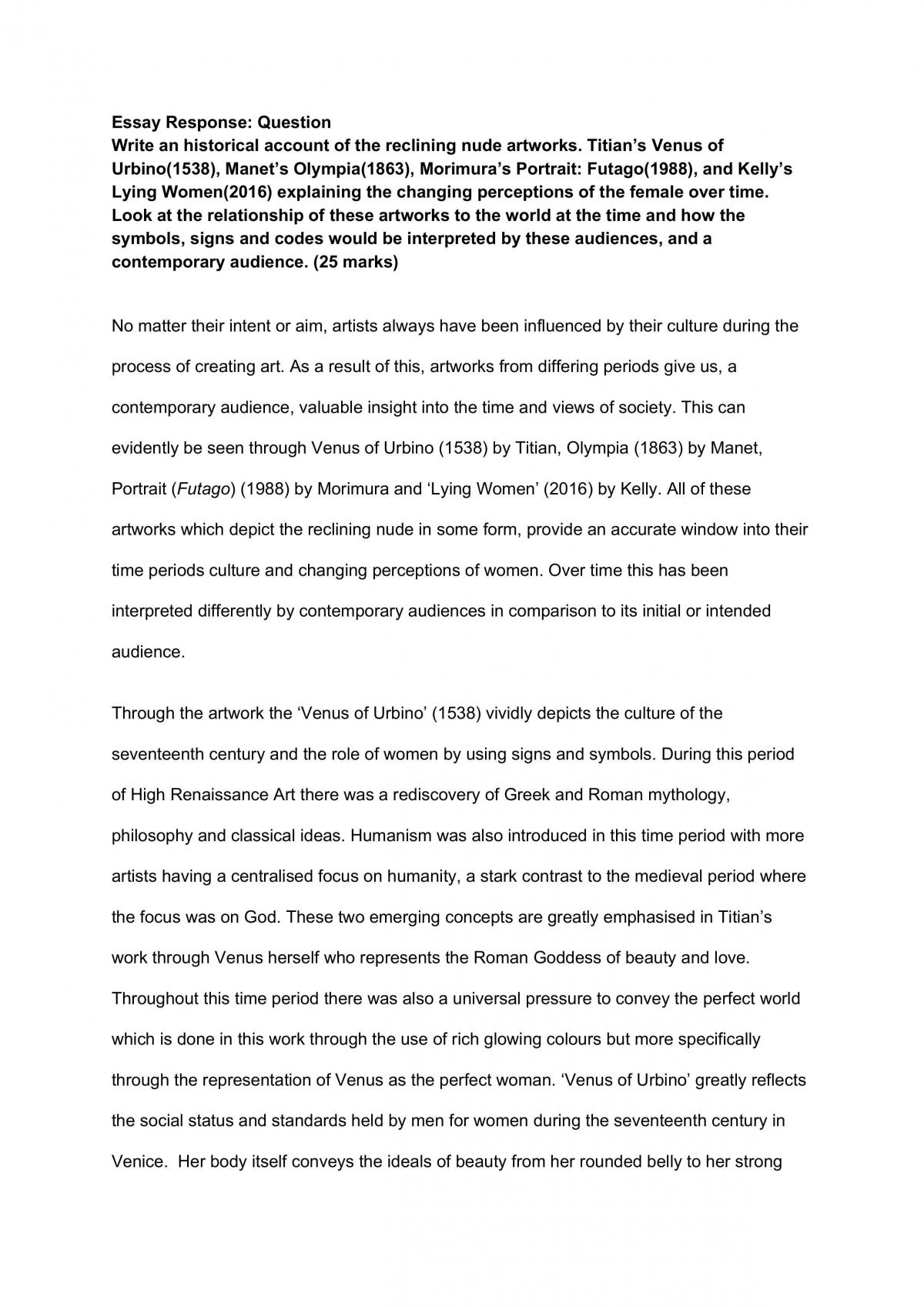 Reclining Nude Essay - Page 1