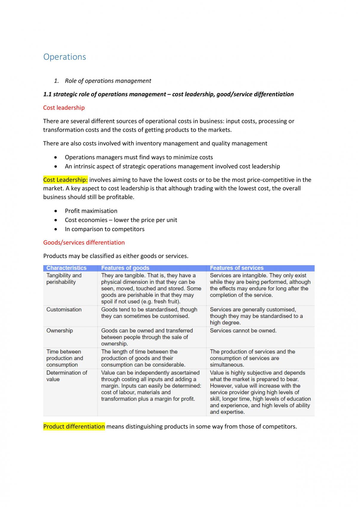 Operations - HSC Business Studies Notes | Business Studies - Year 12 ...