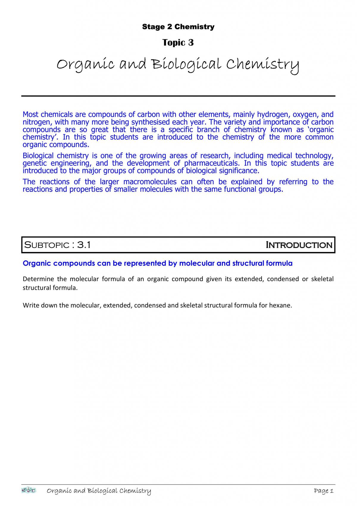Organic Chemistry - Page 1