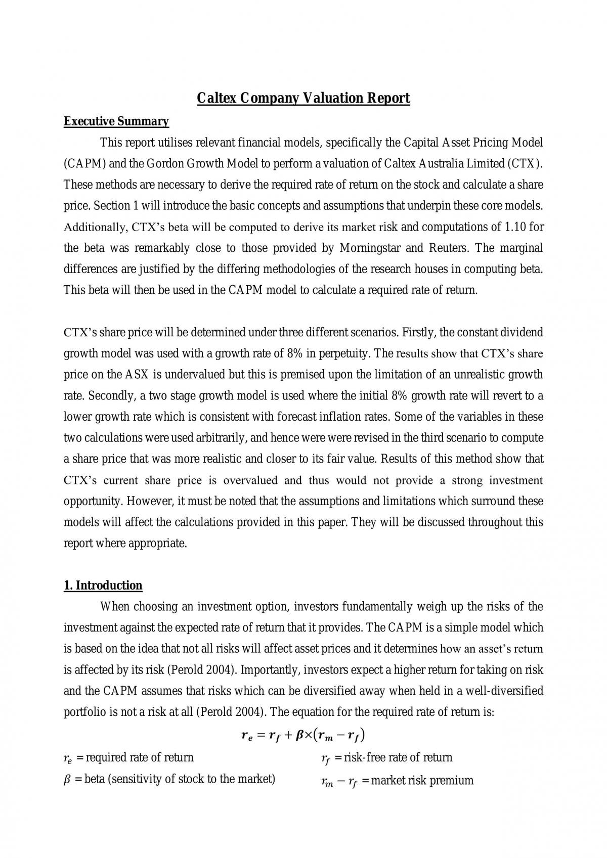 FINC2011 Major Assignment - Page 1