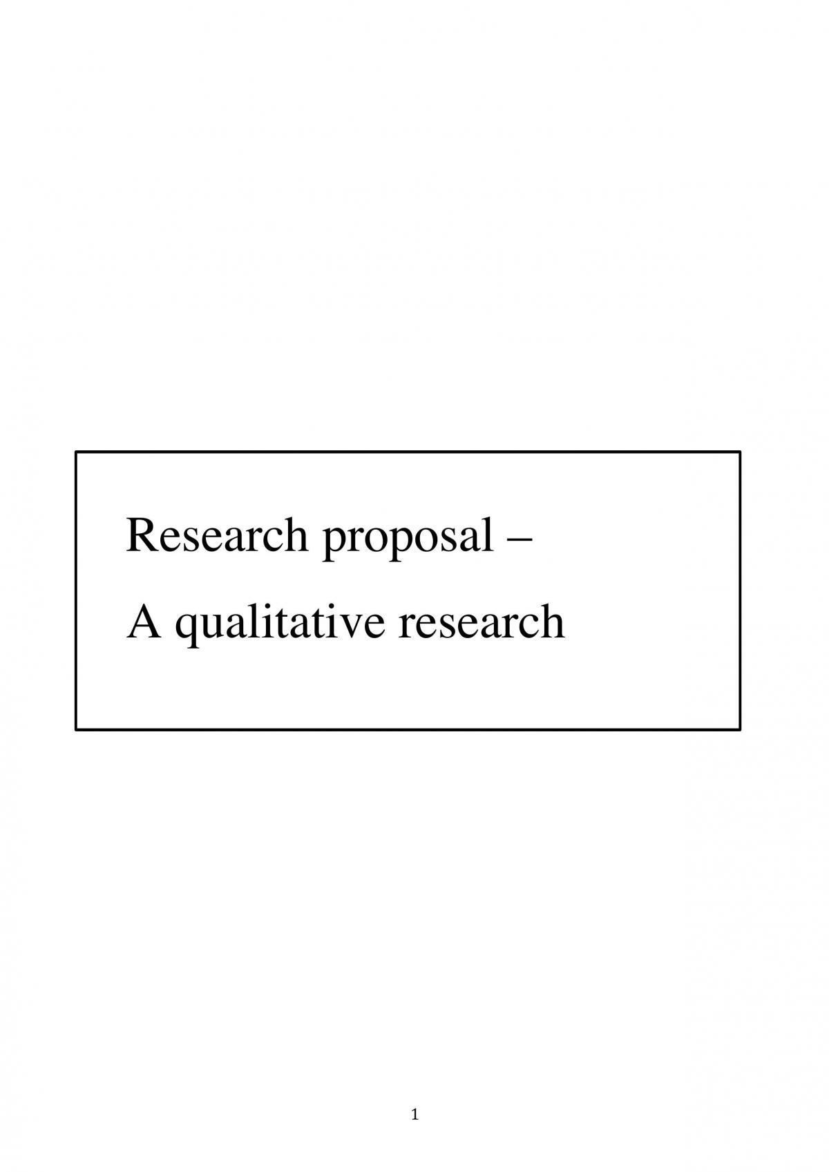 Research Proposal - Page 1