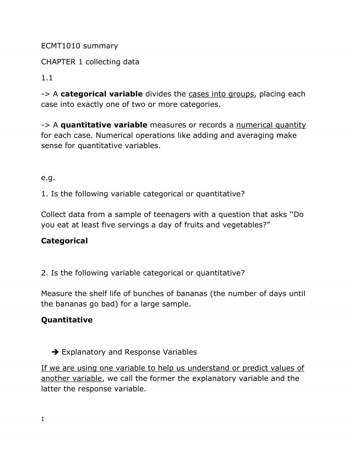 ECMT1010 mid semester revision notes - Page 1