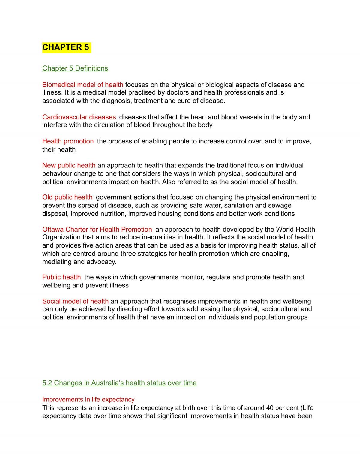 Health and Human Development Notes - Page 1