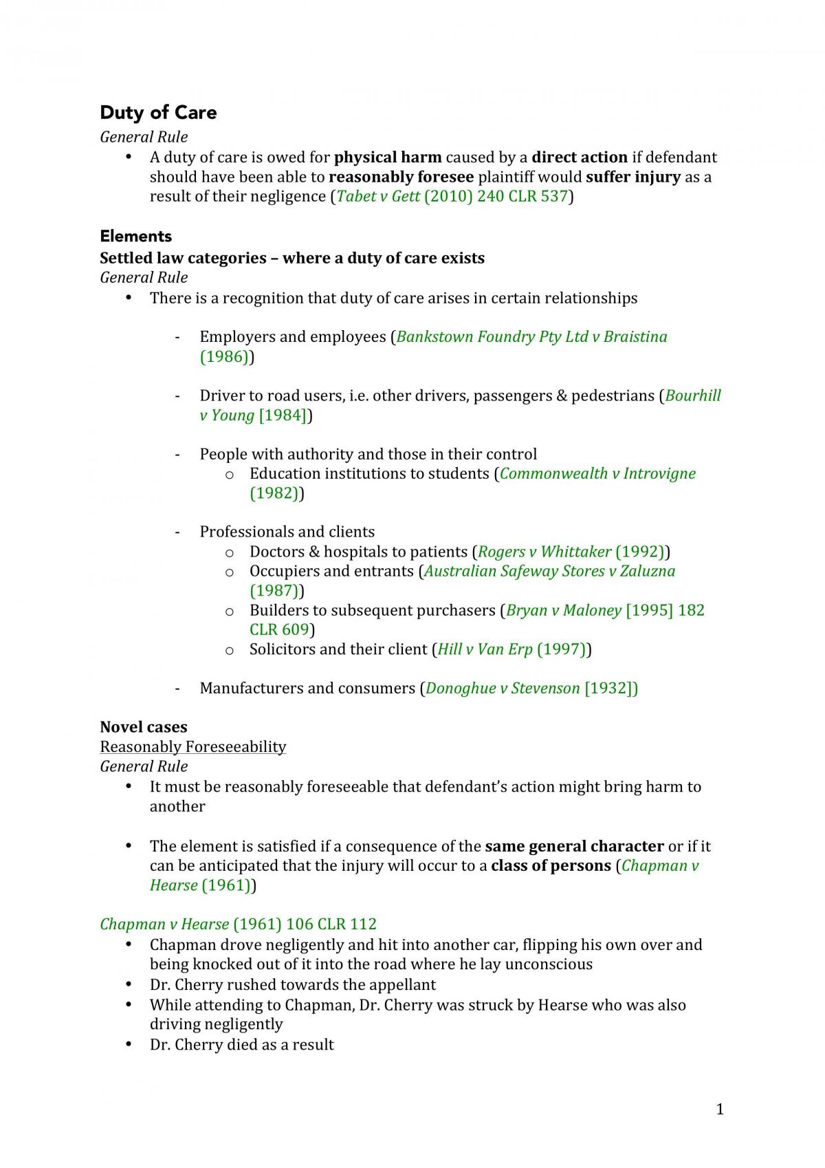 Torts Exam Notes - Page 1