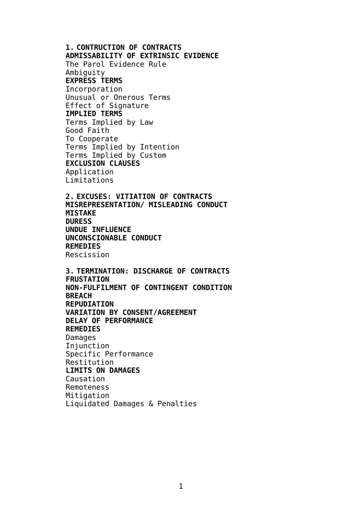 Contracts 2 Exam Notes - Page 1
