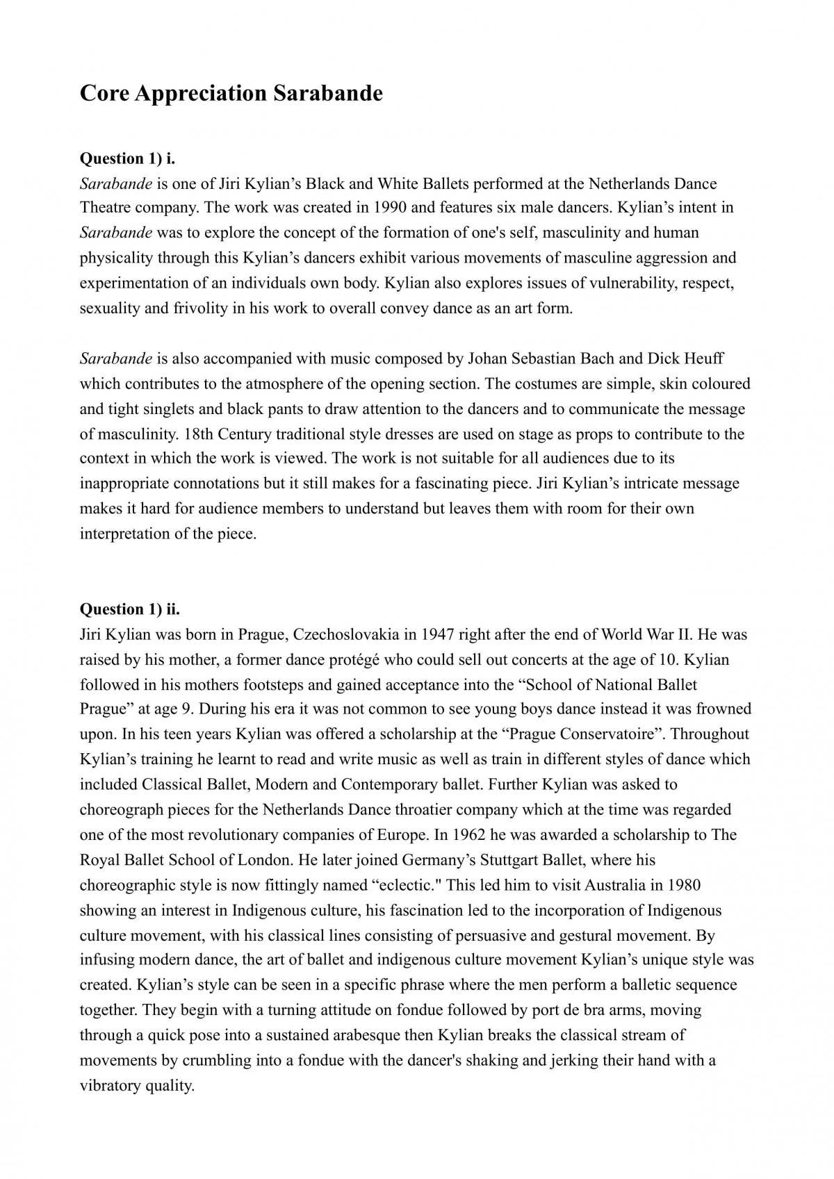 Core Appreciation Sarabande - 9 pages - Page 1