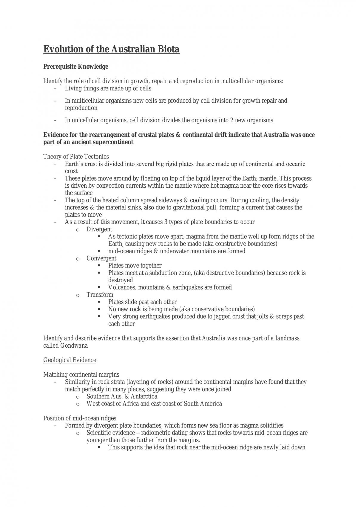 Evolution of the Australian Biota (Notes) - Page 1