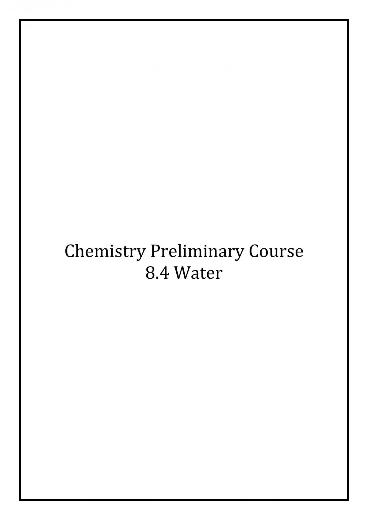 Preliminary Chemistry Water Topic - Page 1