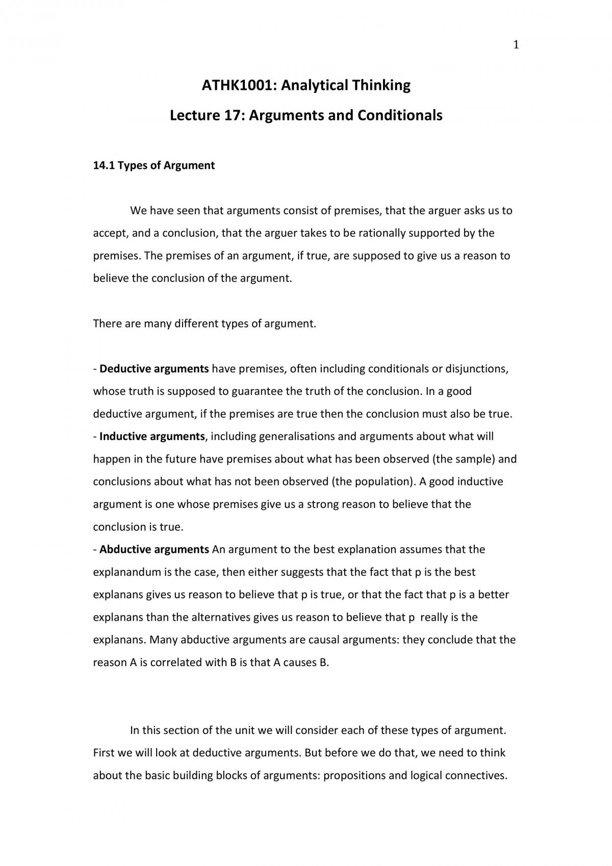 ATHK1001 - lecture 17 notes - Page 1
