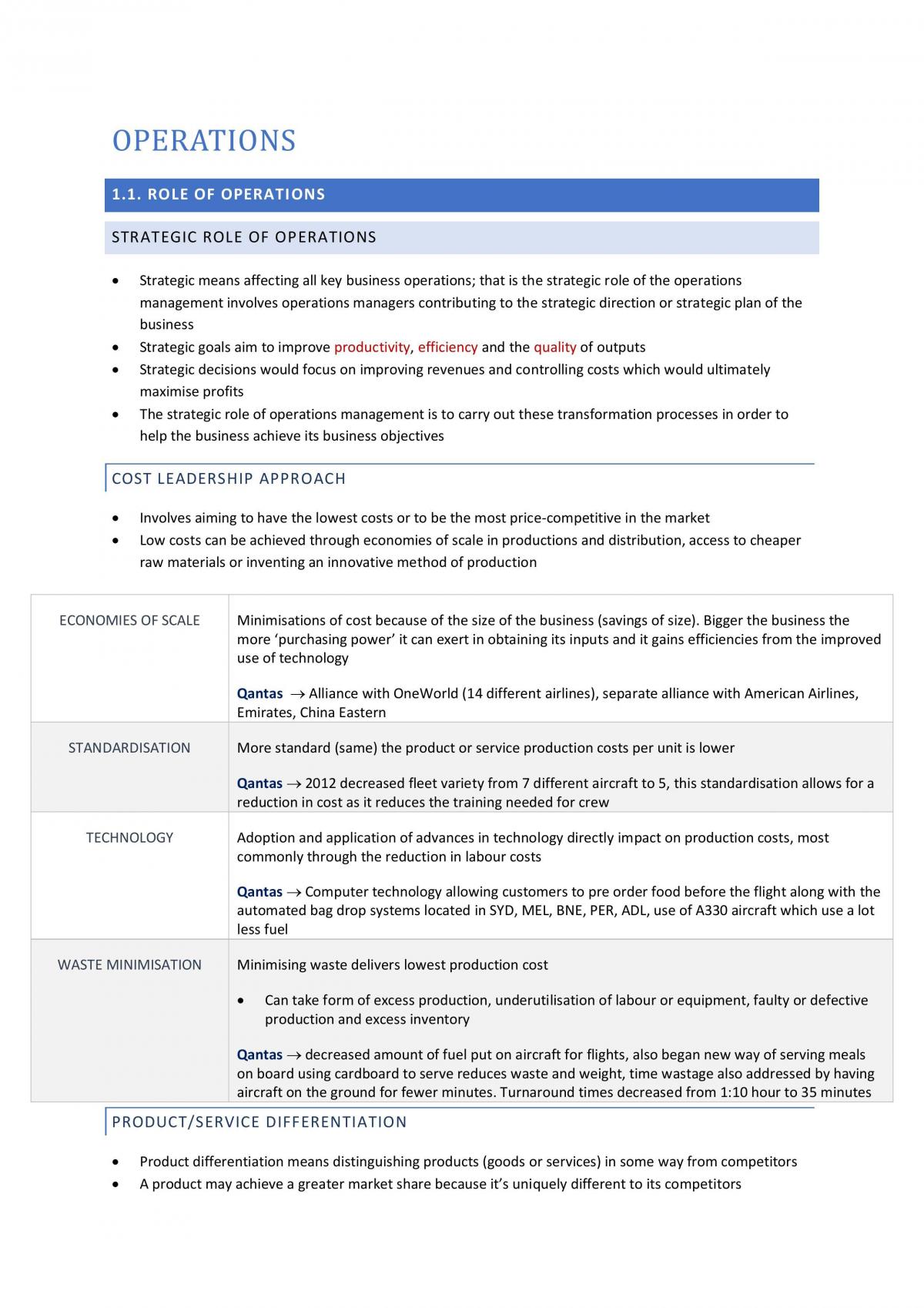 HSC Operations: Summary Notes (Qantas) - Page 1