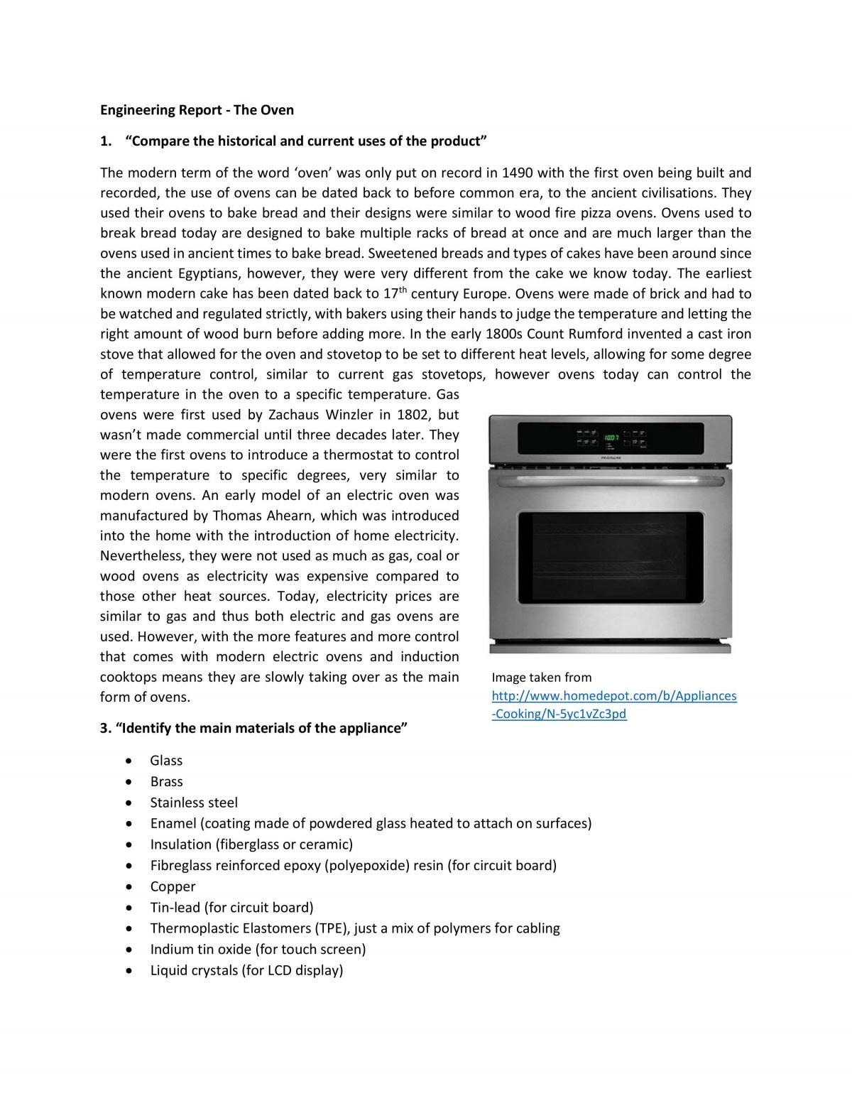 Engineering Task 2 - Engineered Products - Oven - Page 1