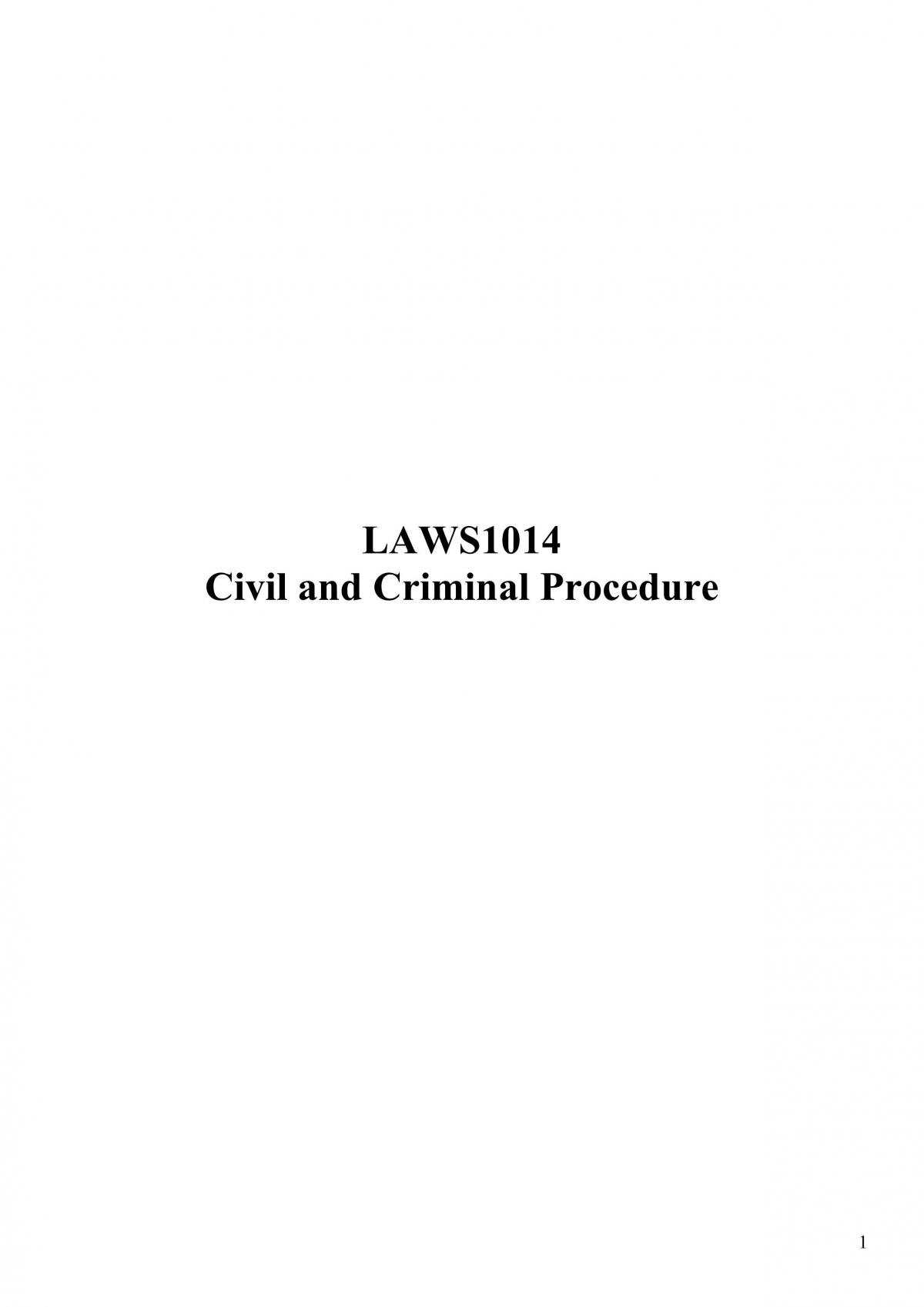 Civil and Criminal Procedure Notes - Page 1