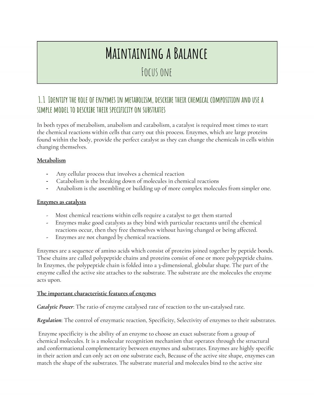 Mainting  a Balance - Focus One - Content - Page 1